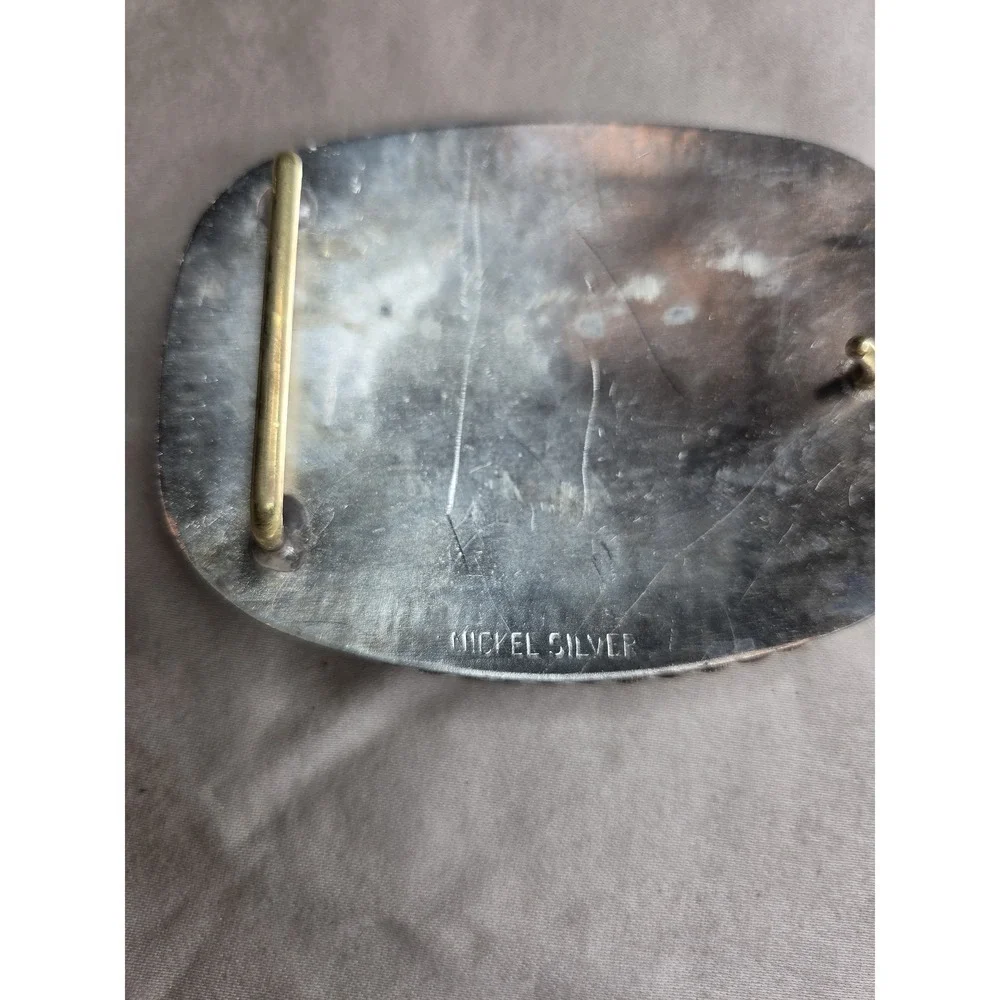 Vintage Bull Longhorn Cowboy Belt Buckle - Nickel Silver